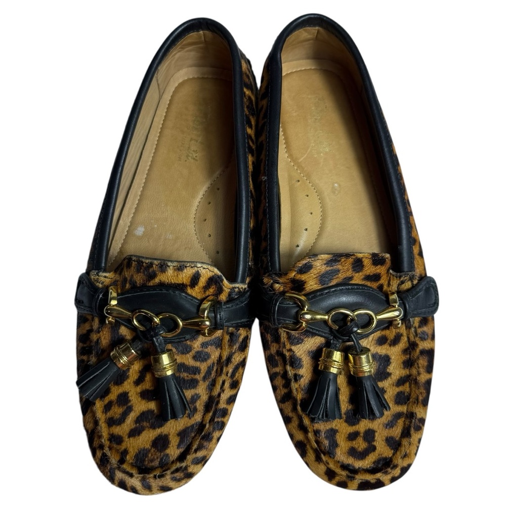 Flag Ltd. Nappa Glove Leopard Calf Hair Loafers | Size 7.5